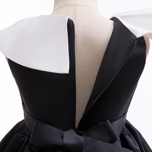<span class=keywords><strong>Elegante</strong></span> abito da ballo in raso nero con colletto <span class=keywords><strong>bianco</strong></span> fiocco <span class=keywords><strong>vestito</strong></span> da ragazze di fiori per matrimoni compleanni occasioni speciali - Product Image 4