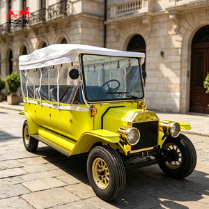 <span class=keywords><strong>Voiture</strong></span> électrique classique jaune vintage avec rideau de pluie, véhicule de tourisme rétro, chariot de défilé de style ancien - Product Image 6