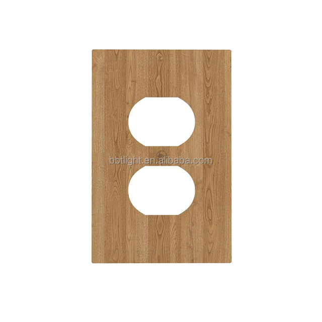 Paintable Iron Wooden Color Screw-In Wall Plates for Outlets Receptacle Covers Easy Installation Modern Decorative Switch Plates