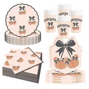 Juego de Platos y Servilletas de Papel para Fiesta de Acción de Gracias DAMAI, Kit de Vajilla Desechable con Decoraciones a Cuadros para 8 Personas - Product Image 6