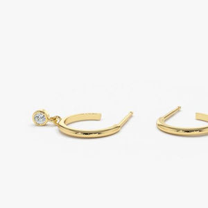 Fashion Design Jewelry Stainless Steel 14k <strong>Gold</strong> <strong>Hoop</strong> with Dangling Cubic Zirconia <strong>Earring</strong> Diamond Dangle <strong>Earring</strong> - Product Image 6