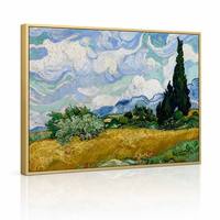 Tableau mural encadré en aluminium doré mat, Van Gogh Champêtre avec cyprès, Art impressionniste de luxe, Décoration intérieure