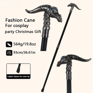 Canne de marche vintage en argent avec poignée en forme de chèvre démoniaque, bâton de marche rétro pour costume de gentleman, idéal pour collection ou cadeau d'Halloween - Product Image 1