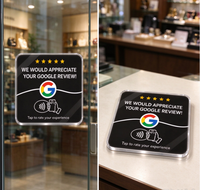 Autocollant de table NFC en acrylique rigide pour Google Follow, Panneau NFC à toucher pour la connexion, Conception personnalisée, Dos auto-adhésif pour magasin