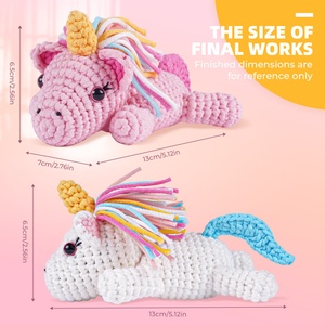 Kit de Crochet en Gros Direct Usine pour Débutants – Lot de 2 Licornes – Fil Anti-Déchirure – Outils Inclus – Tutoriels Vidéo Pas-à-Pas - Product Image 4