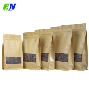Stock de pochette Doypack debout sac d'emballage alimentaire en papier kraft brun avec fenêtre zippée - Product Image 3