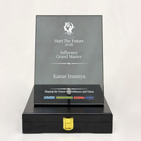 Plaques de certification rectangulaires en bois noir, récompenses personnalisées en cristal noir MH-J0574