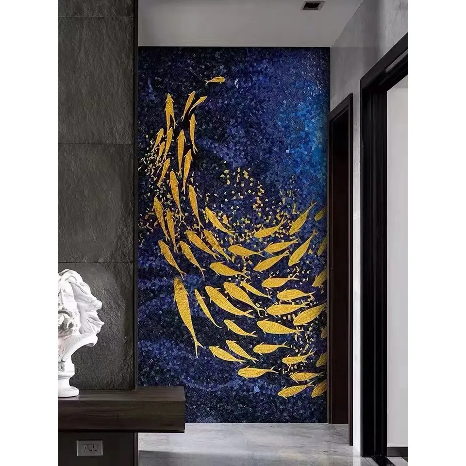Özelleştirilmiş dekoratif el yapımı cam mozaik çini sanatı duvar resmi fotoğraf duvar mozaik