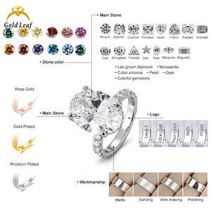 गोल्डलीफ गहने Gii 1cT-3ct cvd Hft लैब डायमंड 10k 14k 18k ठोस सोने की शादी की अंगूठी vvvv अंडाकार - Product Image 2