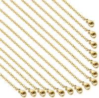 Chaînes fines en acier inoxydable plaqué or, argent et noir, de 1,5 mm, 2 mm, 3 mm, types O, Curb, Cable, Rolo, Croix, 04
