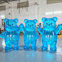 Ours en peluche gonflable en PVC transparent rose néon pour décoration d'événements de fête portable