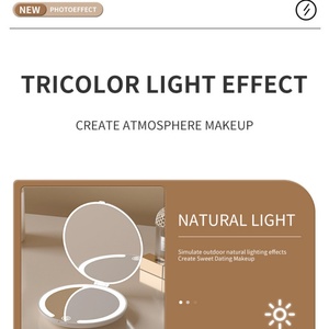 <b>LED</b> <b>Makeup</b> <b>Mirror</b> Portable Folding <b>Mirror</b> Rechargeable Button Battery Travel <b>Mirror</b> - Product Image 6