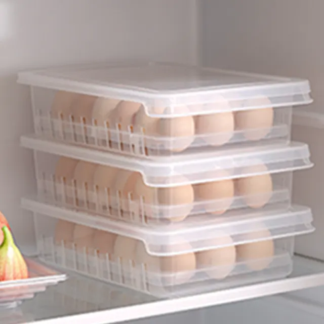 SHIIMOYAMA फ्रिज भंडारण अंडा बॉक्स/अंडा धारक/18 ग्रिड प्लास्टिक अंडा कंटेनर 34*22*8cm