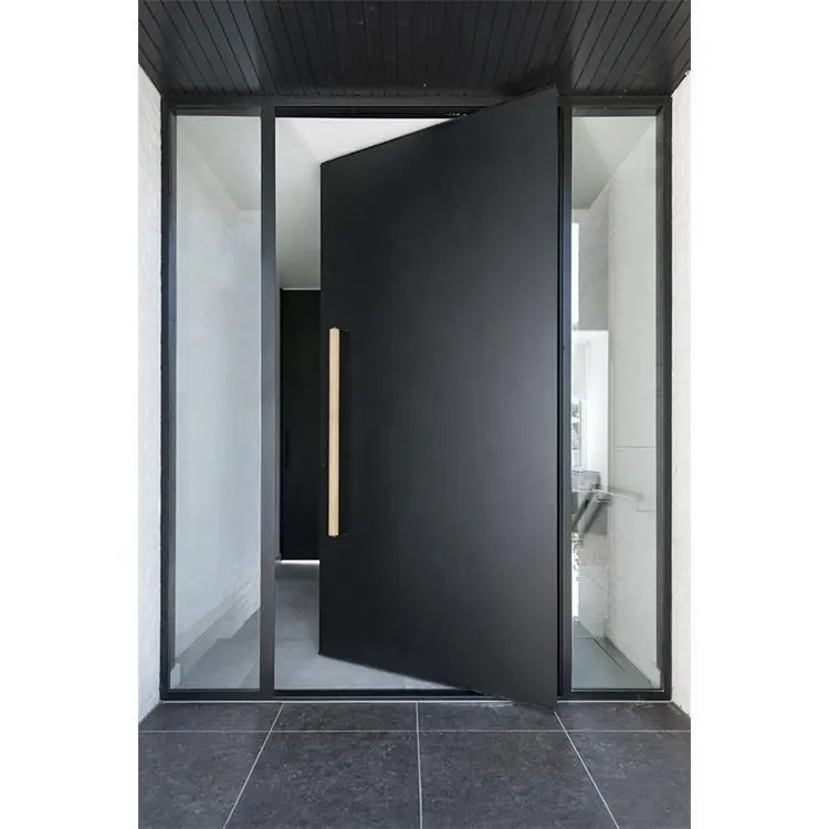 Итальянская роскошная дизайнерская входная дверь из нержавеющей стали внешняя Защита Передняя Поворотная дверь Современная входная черная алюминиевая Поворотная дверь