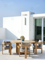 Esszimmer-Set Runder Tisch und Stühle Gartenmöbel Terrassen-Garten-Barhocker Esszimmermöbel Stuhl Essgruppe 4-teilig