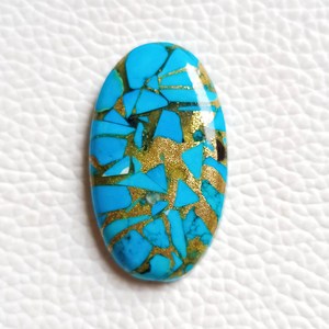 Impresionante cabujón turquesa de cobre de alta calidad, joyería turquesa única, forma ovalada, 19x33x5mm, Gema suelta - Product Image 5