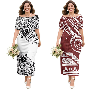 Abbigliamento isolano abbigliamento pacifico Samoan Puletasi Casual elegante Set abito polinesiano - Product Image 4