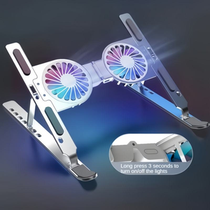 Double Cooling Fan Multi Function Folding Laptop <b>Holder</b> Stand <b>Tablet</b> PC Vacuum Magnetic Aluminum Alloy Bracket Desktop Notebook - Product Image 5