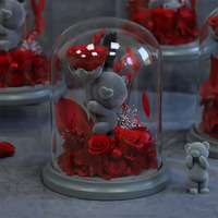 Tc Fluwelen Roos Teddybeer Ornament Voor Beste Huisdecoratie Geconserveerde Rozen Acryl Box Valentines Dag Cadeau