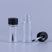 Nouvelle bouteille en plastique pour vernis à ongles avec pinceau, conteneur d'huile essentielle 10ml 15ml 30ml transparent, logo et couleur personnalisés avec tête de pinceau