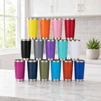 Vente en gros usine – Nouveaux gobelets de voyage isothermes en acier inoxydable de 20 oz avec couvercle, revêtement poudré, personnalisables avec LOGO, pour café
