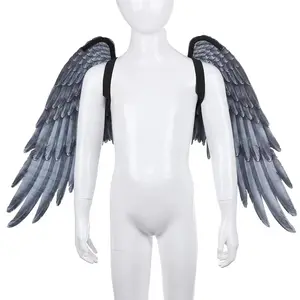 Bên cosplay thực tế trắng đen lông thiên thần cánh thiên thần cánh Halloween Giáng sinh trẻ em bên lễ hội Ăn mặc