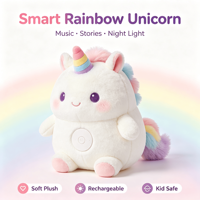 Jouets en peluche personnalisables pour enfants, licorne arc-en-ciel, dessin animé mignon, avec fonction musicale et d'histoires, rembourrés en coton PP intelligent