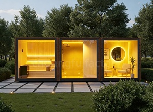 <span class=keywords><strong>Sauna</strong></span> extérieur moderne électrique personnalisable avec douche et salle de repos, capacité 4 personnes, 15 kW, vapeur sèche, <span class=keywords><strong>bois</strong></span> de cèdre rouge massif - Product Image 2