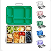 Boîte à bento pour enfants en acier inoxydable à 3 compartiments, ultra étroite, hermétique, sans BPA, mignonne