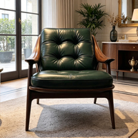 Fauteuil design en fibre de verre, capitonné en cuir, style mi-siècle, pour salon