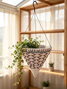 Panier suspendu conique tressé, pot de fleurs suspendu conique tressé, panier suspendu pour plantes d'intérieur et d'extérieur - Product Image 6