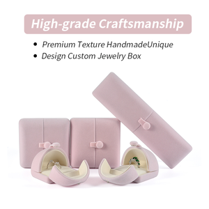 Luxury <strong>Pink</strong> Velvet <strong>Jewelry</strong> <strong>Box</strong> with Custom Logo, Elegant Gift Packaging for Women for Necklace Ring Earring Storage - Product Image 3