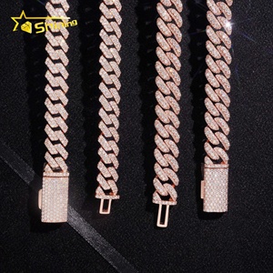 สร้อยคิวบาลิงค์เงินแท้ 925 ประดับเพชรโมอิสซาไนต์ ขนาด 12 มม. 13 มม. ชุบทองคำขาว ดีไซน์ฮิปฮอป ผ่านการทดสอบเพชร - Product Image 5