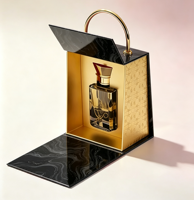 Boîte cadeau de luxe noire pour parfum, boîte cosmétique, emballage personnalisé pour flacon de parfum avec poignée
