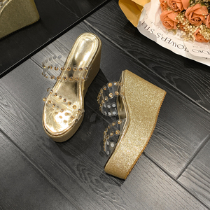 รองเท้าแตะรัดส้นผู้หญิงแฟชั่นฤดูร้อน 2023 ระบายอากาศได้ดี ส้นสูงพิเศษ ดีไซน์เซ็กซี่ วัสดุ PVC - Product Image 4