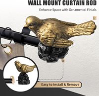 Tringle à rideaux vintage en fer, anti-rouille, réglable, robuste, extensible de 18 à 45 pouces avec embouts en forme d'oiseau dorés pour la cuisine, le salon