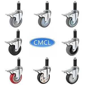 CMCL In Stock Casters For Open Tubing Fixtures Carts Expanding Rubber Stem Casters