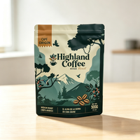 Sachet Doypack Personnalisé Imprimé pour Emballage de Café, en Plastique Mat avec Valve, pour 500g de Grains de Café Torréfiés