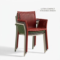 Chaise de salle à manger en plastique empilable, personnalisable, durable, en polypropylène PP, à quatre couleurs, avec dossier à lattes, style nordique, pour intérieur et extérieur, OEM disponible