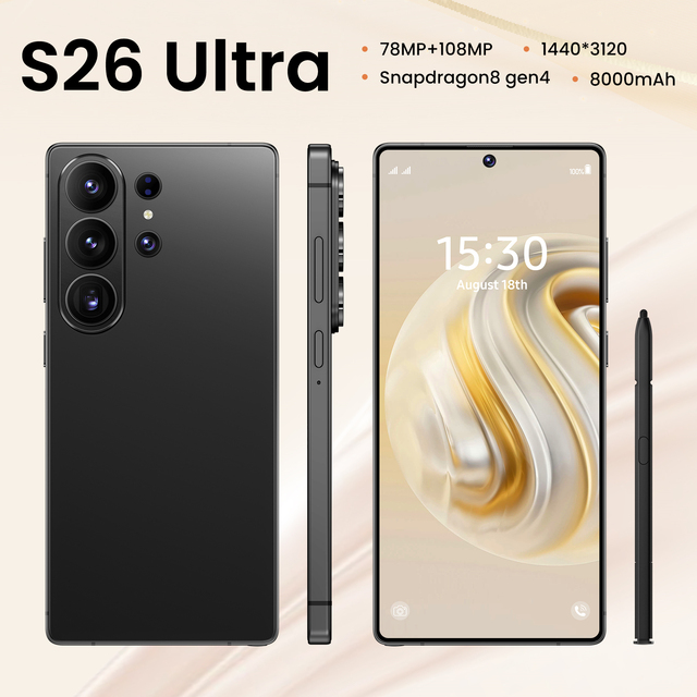 22GB+2TB S26 ULTRA 7.7inch Big Screen Smartphone Best Selling Android 15 Unlocked S-Pen Dual Sim S26 Ultra Cell Mobile Phones