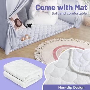 Tente de jeu portable en forme de château de princesse, petite tente d'été carrée en coton pour enfants, maison de jeu pour enfants - Product Image 2