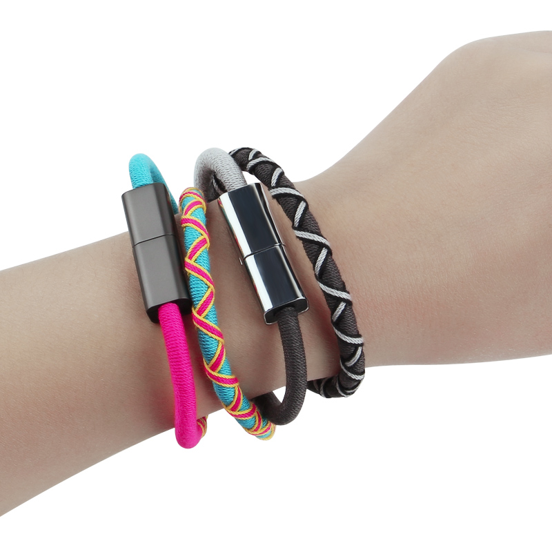 Портативный персонализированный кабель для передачи данных, Плетеный Магнитный кабель для передачи данных, браслет для зарядки мобильного телефона