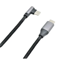 Cable de Datos USB Tipo-C en Ángulo Recto, Carga Rápida, Trenzado de Nailon, Alta Velocidad 3A 60W PD