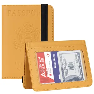 Customized Travel Accessories Certificate Holder Rfid Blocking Leather Card Holder For Passport