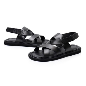 Nouvelles sandales pour hommes grande taille respirantes en cuir de vache véritable avec boucle auto-agrippante, confortables et souples, style pieds nus - Product Image 4