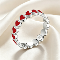 Bagues en argent sterling 925 plaqué or pour femmes, avec initiales en forme de cœur en émail couleur bonbon et pavé de pierres