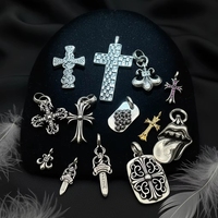 Collier pendentif croix vintage en acier tungstène pour homme, bijou haut de gamme Fleur de Lys et épée, charme religieux antique pour garçons