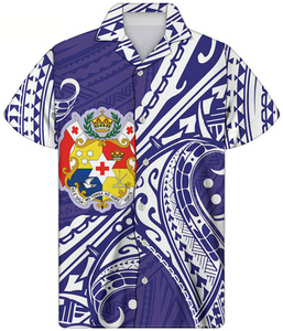 <span class=keywords><strong>T</strong></span>-<span class=keywords><strong>shirt</strong></span> manches courtes pour homme, estival et décontracté, avec motif Tribal <span class=keywords><strong>Orange</strong></span>, style bohémien, col cubain, grande taille - Product Image 2