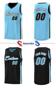 Camiseta de Baloncesto Personalizada de Doble Cara en Negro y Azul Claro para Entrenamiento - Product Image 5