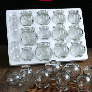 Kit de ventouses professionnel de qualité spa avec tailles graduées et pompe à vide, kit complet de ventouses de style Hijama avec des ventouses en verre - Product Image 1